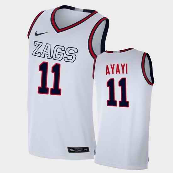 Men Gonzaga Bulldogs Joel Ayayi Replica White College Basketball 2020 21 Jersey